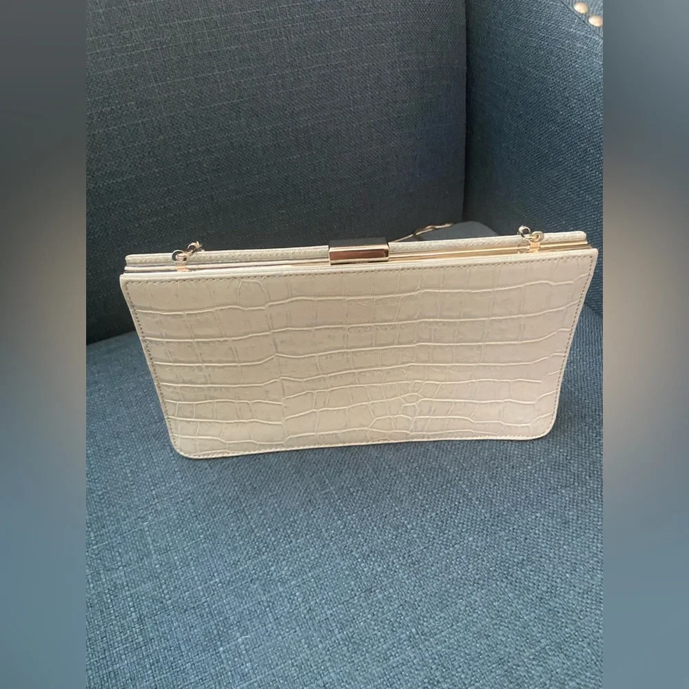 Giani Bernini Elegant Gray Blue Leather Clutch Shoulder Purse Silver Hardware